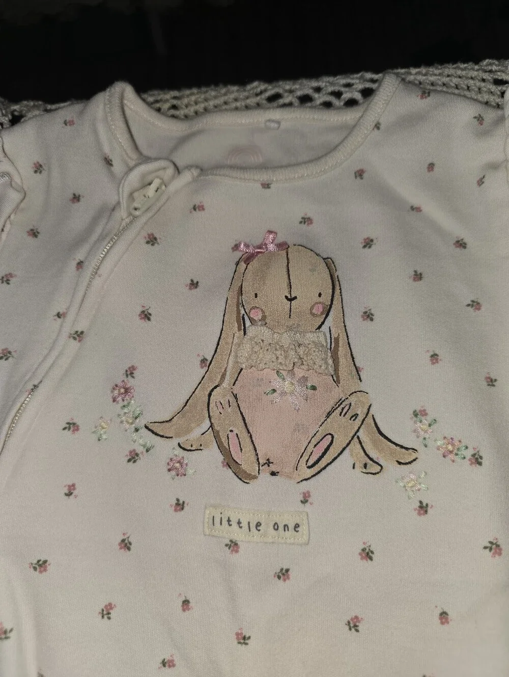 Next Baby Pink Floral Two Zip Sleep Suits 6-9 Mo, 2 Pack, Footed